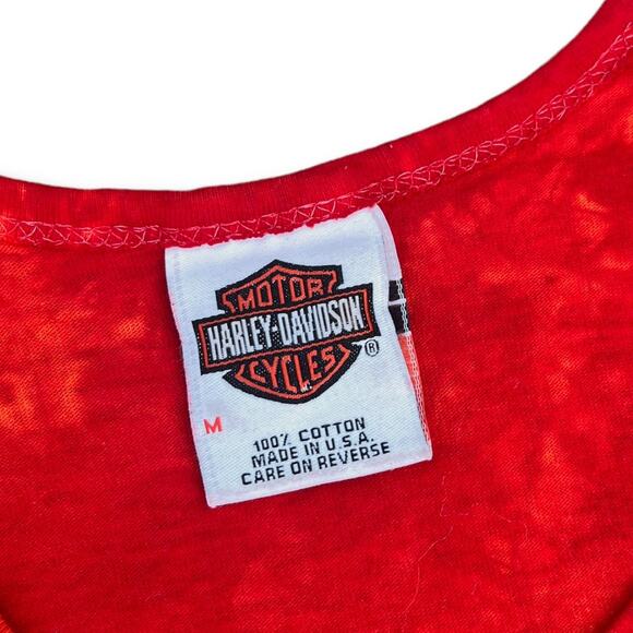 Y2K Harley Davidson Orange Red Flame Tie Dye Tank Top Texas | Size Medium Men's - Picture 3 of 7